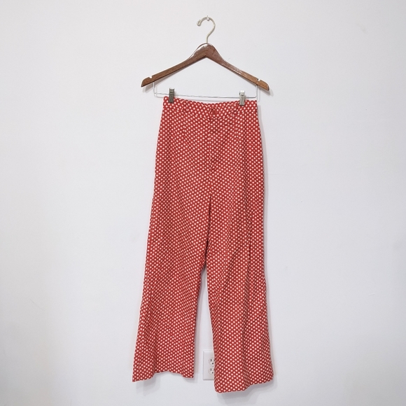 (36) vtg 70s high waisted red polka dot flare pants - Picture 3 of 5